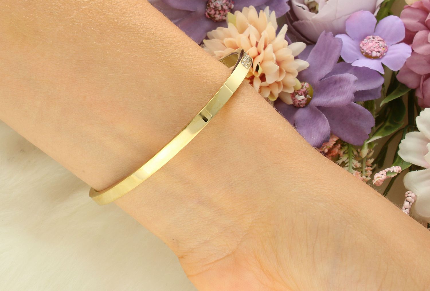 Bransoletka Nomination Pretty Bangle 029506 020 – Białe Cyrkonie, Złota Stal PVD.jpg